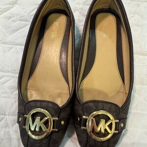 Michael Kors Brown Loafers with Gold Accents